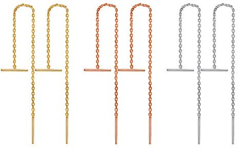 925 Sterling Silber Stäbchen Durchzieher Ohrringe Lange Quaste Einfädler Ohrringe für Frauen Mädchen (Gemischte Farbe-H)
