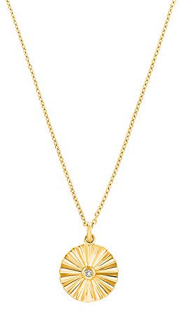 s.Oliver Halskette 925 Sterling Silber Damen Halsschmuck, mit Zirkonia synth., 42+3 cm, Gold, Münze, Kommt in Schmuck Geschenk Box, 2031400