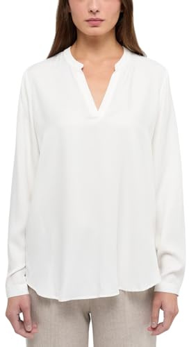 ETERNA Loose Bluse Langarm Stehkragen Viskose weiß