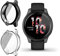ToVioc Cover Compatibile con Garmin Venu 2 Custodia Full Protezione, [2 Pezzi] [Anti-Graffio] Shell con Pellicola Protettiva per Garmin Vivoactive 4 - Nero & Trasparente