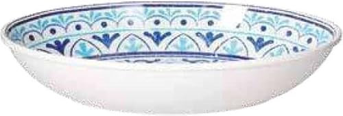 Risottiera portata vassoio piatto ovale melanina Tognana modello cefalù azzurro bianco (cm 25x40 h 7,5 · cc 3200)