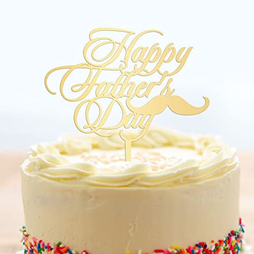 Tortenaufsatz mit Aufschrift Happy Father's Day, verspiegelt, goldfarben, Acryl, für Papa, Happy Father's Day, Party-Dekorationen