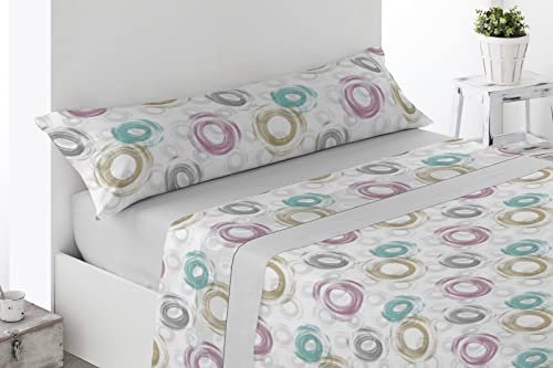 ENERGY COLORS TEXTIL-HOGAR Juego Sábanas 3 Piezas Verano (Circu Gris, Cama 135)