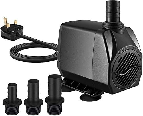 1500L/H Submersible Water Pump, Ultra Quiet Aquarium Pump for Fountains, Pool, Fish Tank, Pond, Hydroponics, Statuary with 4 Srtong Suction Cups,2 Nozzles (30W, 1.5 Power Cord)