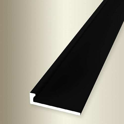 PROVISTON | Abschlussprofil | Breite: 21 mm | Höhe: 3 mm | Länge: 2500 mm | Aluminium pulverbeschichtet | Ungestanztes Profil | Schwarz | Ungebohrt