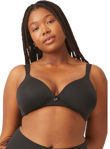 Naturana® Women's Wireless Bra [Cup A-D] | 100% Padded Straps | Wire-Free With Seamless Cups | Underbust Band 34 Black A