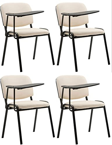 CLP 4er Set Stühle Ken Mit Klapptisch Kunstleder I Robuste Besucherstühle Mit Gepolsterter Sitzfläche, Farbe:Creme