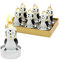 6er Set Teelicht Pinguine mit goldener Mütze, Maße je Teelicht L/B/H: 4 x 4 x 7 cm.