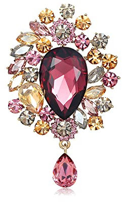 Oenothera Broche à pendentif, Broche Forme Fleur, Broche rose et or, Broche de mode pour femmes, pour femme broche de mariage pour mariage/fête/bouquet de fleurs