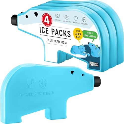 Monkey Business Kinder-Eisbeutel für die Lunchbox/wiederverwendbare Eisbeutel/perfekt für die Lunchbox Ihres Kindes/lustige Gefrierbeutel Bärenmama 4er-Pack