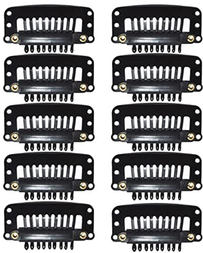 IOSPKKIO® 10 Stück Haarverlängerungs Clips, 9 Zahnkamm Clips, zum Nähen von Perückenstücken, Erstellen Sie eine Personalisierte Frisur, Sie mit Jeder Frisur (Schwarz)