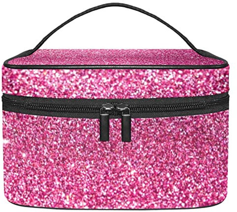 Rosa Glitzer Reise-Make-up-Tasche Kulturbeutel für Damen und Mädchen