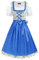 SCARLET DARKNESS Damen 3Tlg Dirndl Kleid Oktoberfest Midi Dirndl Trachtenkleid Kostüme,Baumwollkleid,Tops,Schürze M Weiß und Blau Blumen