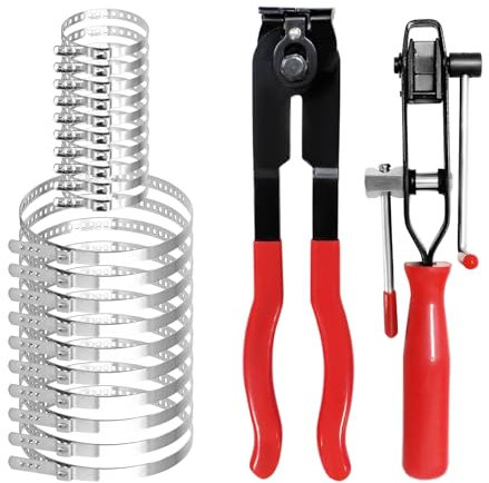 22 Pcs Auto CV Joint Boot Clamp Pliers Set, Car Banding Tool Kit With 2 CV Boot Clamp Pliers, Hose Band Axle Pliers, Dust Cover Clip Removal Repair Accessories, Red