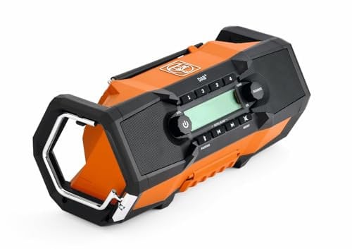 FEIN ARAD 18 BC AS radio de chantier à piles, 2 haut-parleurs de 15W, 4 sources de lecture, protection ECP de la batterie, compatible avec les batteries AMPshare/BOSCH Professional