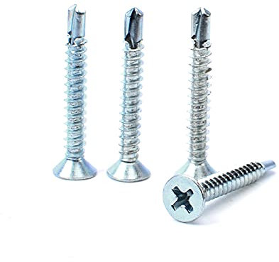 100 Stück Selbstbohrende Flachkopf Schrauben Kreuzschlitzschrauben Schrauben Set,für Metall, Holz und Kunststoff zum Fixieren der Blattstruktur M4 2 x 32 mm