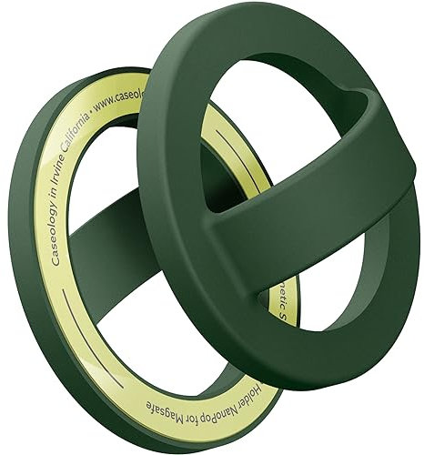 Caseology Nano Pop Magnetischer Silikon Ringhalter mit Schlaufenhalterung für iPhone 15 Serie, iPhone 14 Serie, 13 Serie, 12 Serie - AVO Green