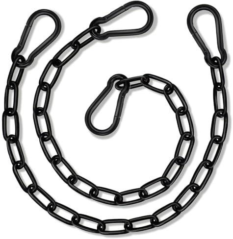 Hängeschaukelkette mit 4 Karabinern, 299 kg Kapazität, robustes Hängematten-Hardware-Kit für Boxsäcke, Schaukelstühle, Indoor- und Outdoor-Fitness-Studio, 2 Stück (schwarz)