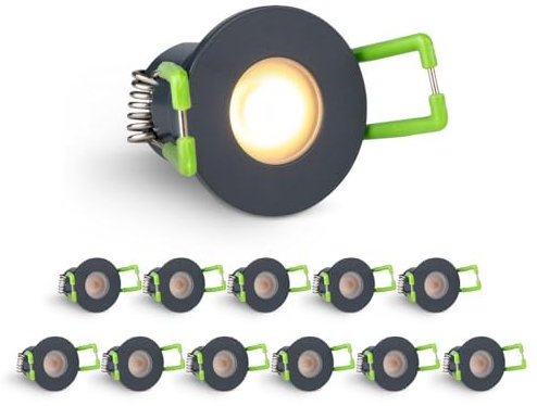 LongLife LED 12er Set Einbaustrahler Mini 3W 2700K anthrazit RAL 7016 IP65 Dimmbare Strahler für Terrassenüberdachung, Carports, Dachüberständen