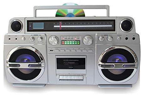 TechPlay Monster Pro 1980S-Style Boom Box CD Player, Cassette Player/Recorder, AM/FM, USB, Bluetooth Lautsprecher mit Built-in wiederaufladbare Batterie…
