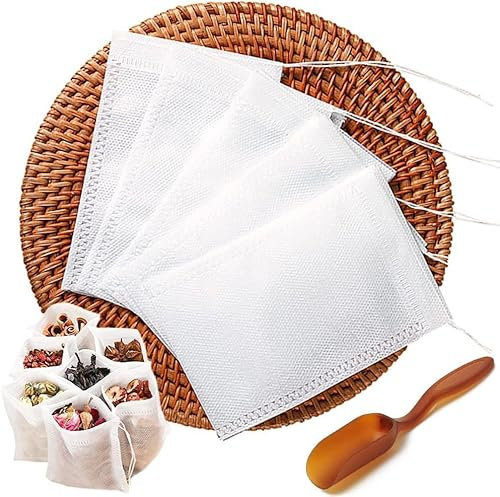 100 Pcs Cotton Muslin Drawstring Bags, Reusable Drawstring Bags for Filtering, Isolating Tea and Coffee Grounds (8 * 10 cm)