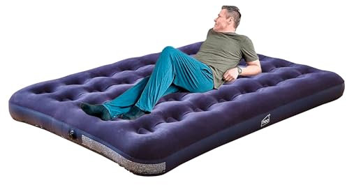 Neo Raised Flocked Airbed Inflatable Guest Camping Blow Up Mattress Air Bed (Double)