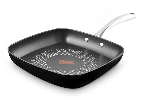 Tower T900307 SmartStart Ultra Forged 26cm Aluminium Grill Pan with Easy Clean Aeroglide Non-Stick, 15x Stronger, Induction Compatible, Oven Safe up to 220°, Long Lasting, PFOA Free
