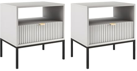 Pascal Morabito Pascal MORABITO-2er-Set Nachttische mit 1 Schublade & 1 Ablage - Grau - LIOUBA