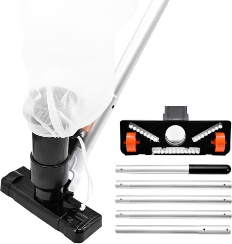 Verbesserter Pool-Staubsauger für oberirdische Pools – Handstaubsauger, Laubsauger-Set mit Bürste mit 5 Abschnitten von 177,8 cm, kleiner Staubsauger für Unterwasser, Spas, Teiche