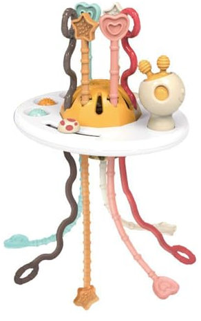 BSTCAR Montessori Toy Silicone Pull String Activity Toy Funny Pull String Interactive Sensory Teether Fine Motor Skill Toys Gifts for Toddlers, Baby (Pull String Interactive Toy162g)