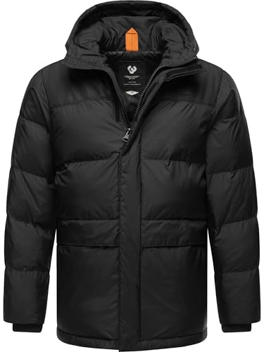 Ragwear Herren Winterjacke warme Steppjacke mit Verstellbarer Kapuze Mikkesh YOUMODO Black Gr. M