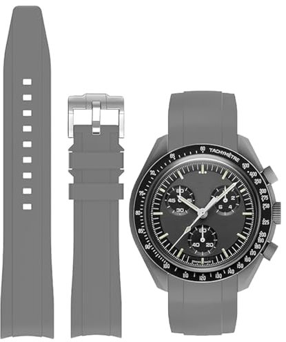Niziruoup 20mm Silikon Armband für Omega x Swatch MoonSwatch Speedmaster, Gebogenes Weiches Silikon Gummi Armband Omega x Swatch MoonSwatch Ersatzband Uhrenarmbänder Kautschuk
