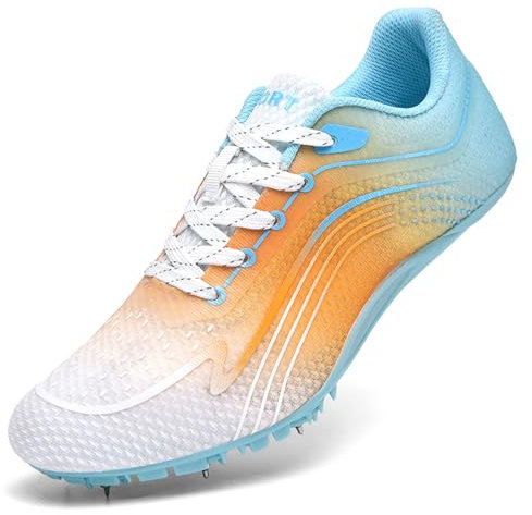 PENXZT Zapatillas de Atletismo para Hombres, niños, niñas, 8 Clavos, Transpirables, para Correr, Saltar y Sprint, de 100 a 400 Metros,A,36 EU