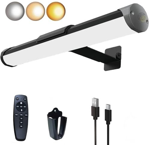 MIOBLUE Bild Licht batteriebetrieben13.78in drahtloses Kunstlicht für Gemälde, Dimmbar 4400mAh Aufladen Batterie Display Licht mit Fernbedienung für Wand, Galerie Dartboard Art Schlafzimmer 35Black