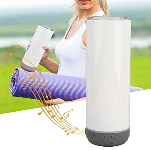 Gobelets à Sublimation de 20 Oz avec Haut-parleur Bluetooth Détachable Droit, Tasse de Musique Isolée Portable avec Fond Gris