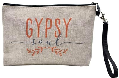 Tasche aus Leinen – Kollektion Hippie Bohème Boho Kultur Illustration Zeichnung Fänger Esoterique – Kosmetiktasche aus Leinen in Leinenoptik – Kulturbeutel – Geldbörse, Gypsy 2, 23.5 x 15 cm,