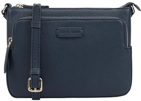 Lloyd Baker London – DEVAL Double-Zip Leather Crossbody Bag: Women's Functional Design in 100% Genuine Full-Grain Leather- GIBRALTAR SEA (Dark Blue)
