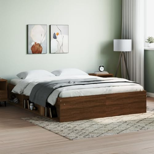 Festnight Bett 140x200 cm mit Stauraum Bettgestell Holz Doppelbett Einzelbetten Holzbett Jugendbett Bettrahmen Schlafzimmer Bett Jugendzimmer Massivholzbett
