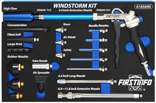 FIRSTINFO A18569KEU | Druckluftpistole | Druckluft-Ausblaspistole mit Mengenregler | mit Venturidüse