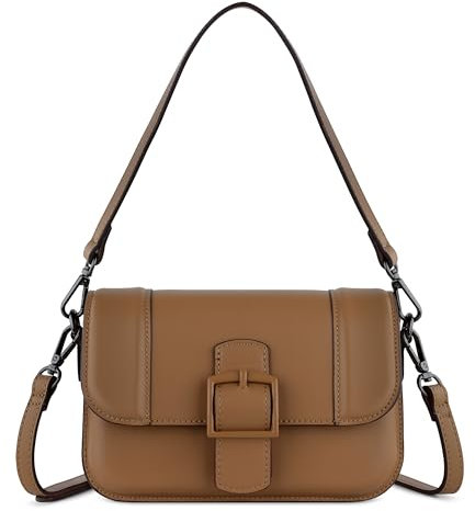 bugatti Zita Schultertasche mit Flap und zwei austauschbaren Schulterriemen, cognac