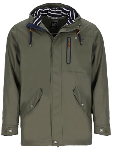 Dry Fashion Herren PU-Parka Lübeck - Regenjacke Herren Wasserdicht Winddicht Reißverschluss Outdoor Jacke Männer in Oliv Größe 6XL