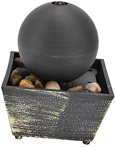 HAWILLOSCH Kreativer Zimmerbrunnen Aus Resin Mit Wasserfall Effekt Indoor Tischbrunnen Bonsai Dekoration Feng Shui Wohnzimmer Büro