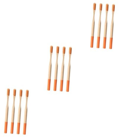 SAFIGLE 3 Sätze Umweltfreundliche Bambus Zahnbürste Erwachsene Tragbare Faltbare Zahnbürste n Mundhygiene Clean Zeichenkohle Tragbare Hölzern Orange 4 Stück * 3