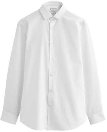 NEXT Herren Schmale Passform Pflegeleichtes Slim Fit Hemd mit Sportmanschetten Weiß 38