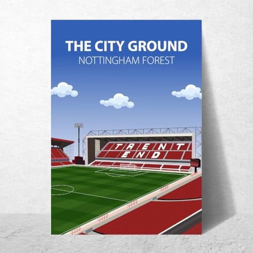 City Ground Stadion-Poster, Nottingham Forest FC, Wandkunst, gerahmt oder nur Druck (A4-Druck, ungerahmt)