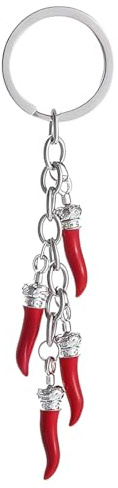 UIEXAY Roter Chili Horn Schlüsselanhänger, 1 Stück Glückshorn, Schlüsselanhänger für Männer & Frauen, Glücksbringer, Charm für Autos, Schlüsselkette, Anhänger für Handtaschen