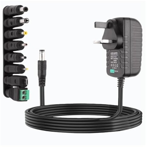 Universal Power Supply Cable Adapter 12V 3A 36W AC to DC 100-240V 50/60Hz | 5.5x2.1mm with 8 Replacement Tip Multi Charger for Camera Router LED Strip Lights Laptop Monitor TV Box Printer