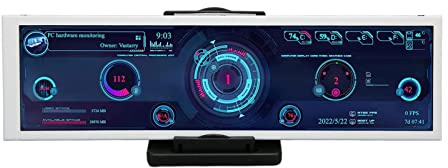 Ausla Computer Temp Monitor, 8.8 Inch IPS PC CPU Data Monitor with Auto Off, USB Power, and Theme Editor