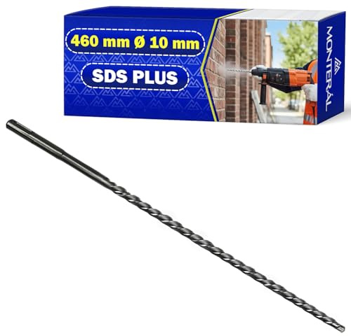 Foret Beton SDS Plus Ø 10 mm 460 mm en Acier et Carbure de Tungstène | Meche Beton SDS Plus Peut Être Utilisé pour Briques Murs Pierre Béton Armé - MONTERAL