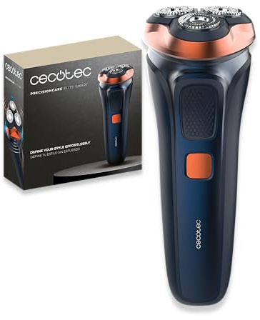 Cecotec Elektrorasierer PrecisionCare Elite Smart. 3D-Kopf, 90 Min Akku, IPX6, LED-Display Mit Sperre, Abnehmbarer Kopf, USB-Ladung + Konturen-Trimmer Für Schnelle, Gleichmäßige Rasur Mit Komfort